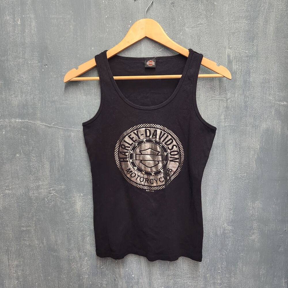 Harley Davidson Tank Top Silver Eagle Waterloo Iowa Glitter Sparkle Medium